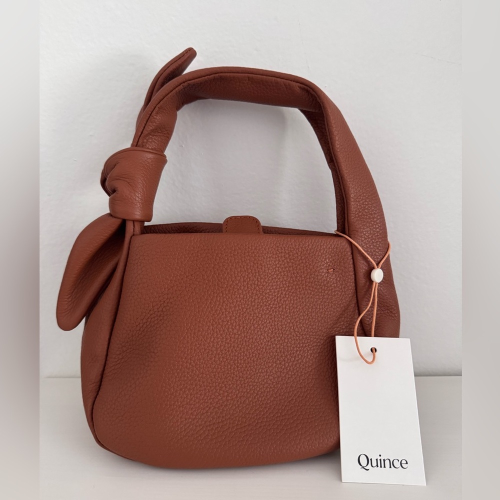 Quince Brown Italian Leather Mini Bow Bag With Crossbody